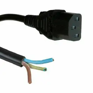 3 м открытые концы C13 IEC Электрический кабель 10 А монитор ПК прямой разъем