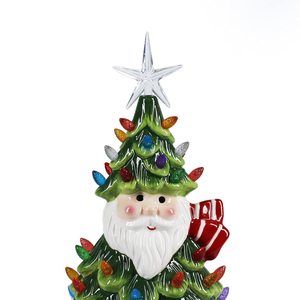 Resin Christmas <b>Tree</b> With Santa Claus Design Multicolored <b>Lights</b> Tabletop Indoor Decoration - Product Image 2