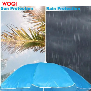 Chaise de plage pliable double Woqi avec parasol, tissu Oxford bleu ciel, chaise longue de plage - Product Image 2