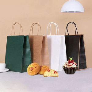 Sac en papier kraft brun recyclé avec poignée, personnalisé avec logo pour restaurant, café, emballage alimentaire à emporter, courses et livraison - Product Image 3