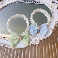 Colliers pour animaux de compagnie en ruban à motif solide de style japonais Design de perles douces pour chiens chats Cross-Border Teddy Bichon Neck Sweet Bow pour