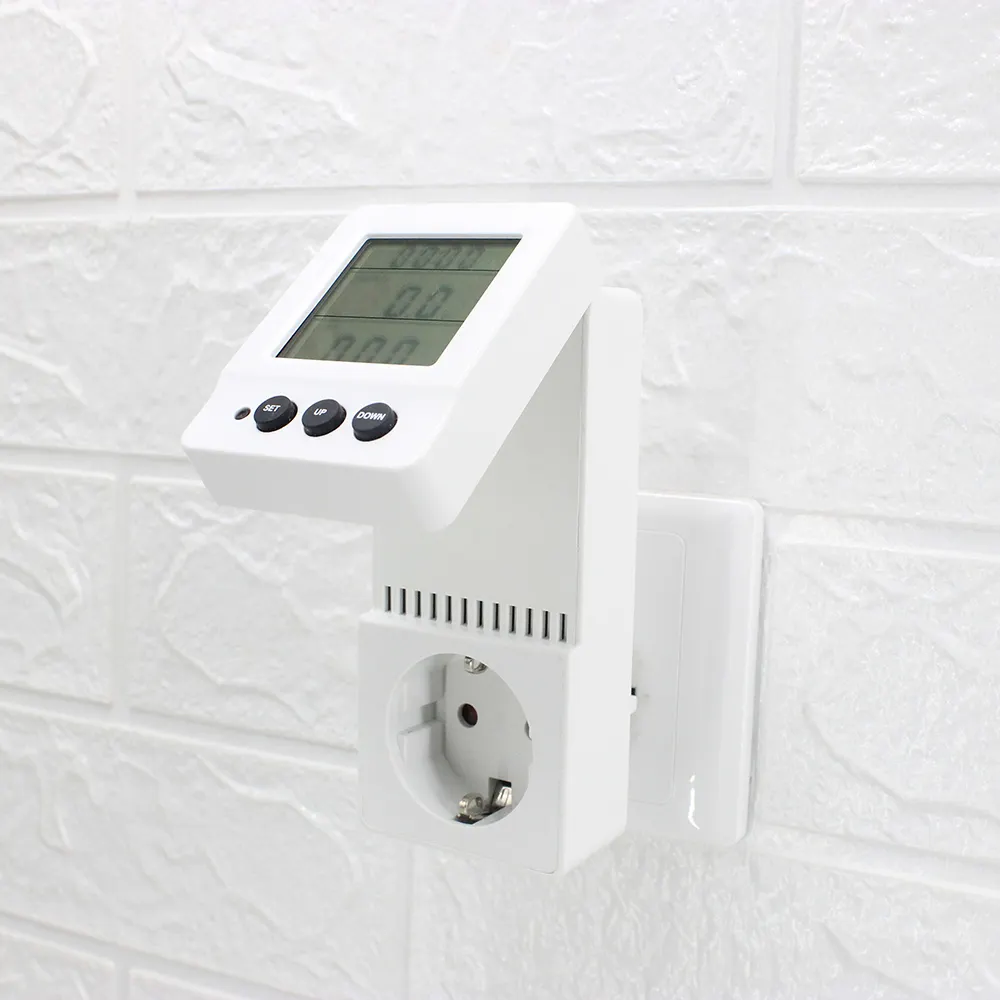 Prise standard UE d'alimentation d'usine prise de compteur de puissance intelligente wattmètre numérique avec rétro-éclairage