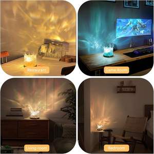 Lámpara de Ambiente con Efecto de Ondas de Agua, Forma de Corona, RGB, 16 Colores, Control Remoto, USB, Regulable, Luz Nocturna para Decoración de Dormitorio - Product Image 6