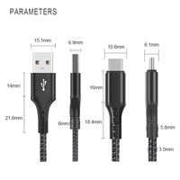 Câble de charge rapide USB-A vers Type-C QC3.0 3A tressé en nylon 1000 mm (3,3 pieds) pour synchronisation de données et charge de téléphones et tablettes Android