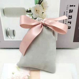 Pochette en velours avec cordon de serrage, broderie personnalisée du logo, sac cadeau de luxe, emballage cosmétique, sac de rangement en velours avec cordon de serrage - Product Image 4