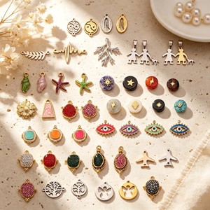 F397 Bijoux tendance faits main sur mesure, zircon émaillé, acier inoxydable plaqué or 18 carats PVD, pendentifs étanches, breloques, bijoux de mode - Product Image 1