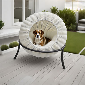 Kunden spezifisches Muschel-Muschel-Rattan-Haustier bett | Erhöhter Metallst änder, Plüsch kissen | Indoor Outdoor <span class=keywords><strong>Cat</strong></span>/Dog Lounge - Product Image 2