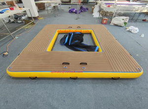 Pontón inflable de grano de madera personalizado de alta calidad, plataforma flotante, balsa de isla para Estación de moto de agua, muelle de yate, uso de natación - Product Image 3