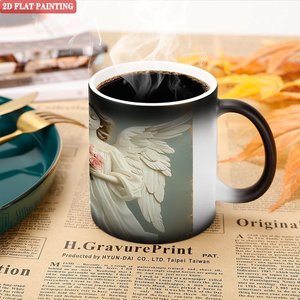 Heat Sensitive Color Changing Mug 11oz <b>Ceramic</b> Sublimation <b>Cup</b> Frosted Black - Product Image 4