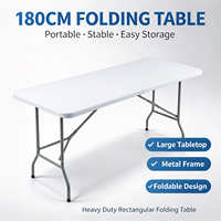 Table pliante portable en plastique moulé par soufflage HDPE blanc pour les fêtes, les mariages, le camping et les événements