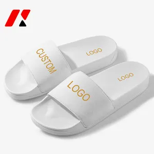 Impresión personalizada Logo Patrón Lienzo Unisex Negro Blanco Liso Hombres Eva Pvc Sandalias Diapositivas Zapatillas