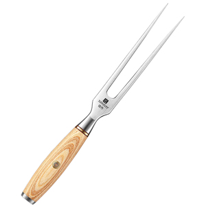 Cao Cấp 430 Thép Không Gỉ Nấu Nướng Nướng Rèn Khắc Thịt Ngã Ba Với Tay Cầm Gỗ Pakka - Product Image 2