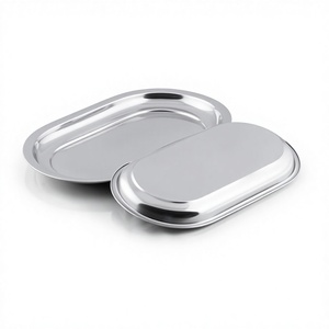 Plateau de service alimentaire durable en acier inoxydable, personnalisable, compatible lave-vaisselle, finition polie, design rectangulaire, usage résidentiel, usage domestique - Product Image 1