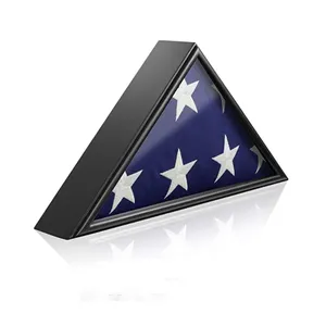 Bingkai Bendera Militer Kayu Polos Pasang Dinding, Casing Tampilan Temperamen Veteran Amerika