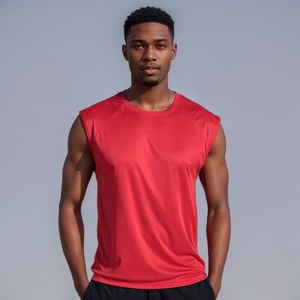 Camiseta sin mangas de nailon y seda helada para hombre, de secado rápido, alta elasticidad, informal, para fitness y actividades al aire libre, cuello redondo - Product Image 2