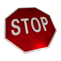 Panneau de signalisation routière octogonal réfléchissant haute visibilité Stop/Slow en aluminium prismatique, imprimé UV, tailles personnalisables, avertissement de sécurité routière