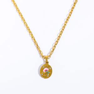 Collar de Bambú con Diamantes de Imitación, Diseño de Conejo Pintado, Flor, Trébol de Cuatro Hojas y Guerrero Guardián, Estilo Europeo Americano, Chapado al Vacío - Product Image 6