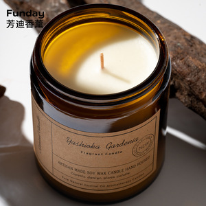 Funday Yashioka Gardenia Scented Candle Soy Wax Artisan Made Classic Glass Jar Fragrant Candle - Product Image 1