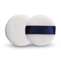 Houppette de maquillage double face en velours avec étiquette personnalisée pour poudre libre