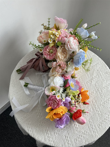 Nouveau design 2025 – Bouquets de mariage en soie artificielle, roses et pivoines colorées <span class=keywords><strong>pour</strong></span> la mariée et les demoiselles <span class=keywords><strong>d</strong></span>'<span class=keywords><strong>honneur</strong></span> – Idéal <span class=keywords><strong>pour</strong></span> Noël - Product Image 2