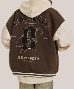 Customize Design Patch Embroidery Hip Hop Jacket Oversize High Street Unisex Wholesale Varsity Casual Jacket