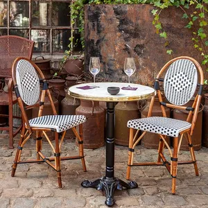 Meuble de café, chaise d'extérieur en rotin, design Vintage, en Aluminium, pour restaurant et bistrot