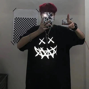 Luxury 100% Cotton Tshirt Reflect <b>Light</b> T-shirt Custom Heat Transfer Reflective Print Digital Logo Graphic t Shirt for Men - Product Image 3