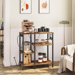 Kitchen Storage Rack With Hooks Multi Functional Industrial Design For Microwave <b>Toaster</b> Coffee Maker And Utensils Organization - Product Image 2