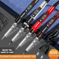 Ensemble de 15 pièces de fer à souder numérique en céramique à poignée crayon, 80W haute puissance, température réglable, affichage LCD, 180-500°C, vente en gros