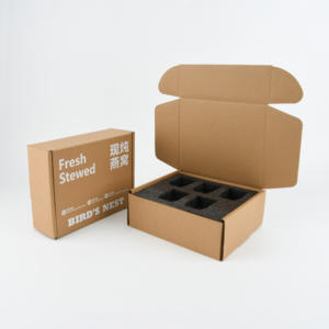 Boîte d'expédition kraft ondulée recyclable avec logo blanc fermeture à glissière au design plat joint d'arrachage pour produits cosmétiques pour chaussettes éponge doublée - Product Image 3