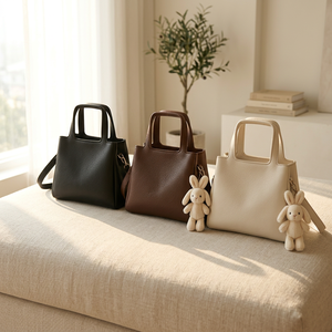 Bolso de Mano Cuadrado Minimalista para Mujer, de Cuero Saffiano PU, con Parte Superior Abierta, Correa Extraíble, Impermeable, para Uso Diario, Bodas, Talla Grande, Suave - Product Image 5