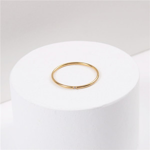 18K Gold Stainless Steel Slim Extremely Thin <b>Ring</b> with Zircon Stones | Anti-rust Waterproof & Hypoallergenic Fine <b>Ring</b> for Women - Product Image 2