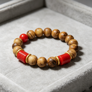 Bracelet vintage bouddhiste en bois d'agar naturel et cinabre, perles en forme de papillon, cadeau unisexe pour l'exorcisme et la protection contre le mal - Product Image 4
