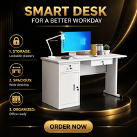 Table de bureau informatique ergonomique moderne et durable, 1600 mm, avec structure en acier massif, armoire verrouillable et tiroirs, pour le lieu de travail professionnel