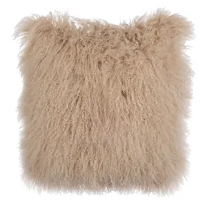 A142 Mongolian Lamb Fur Kissen bezug Neutral Dekorativ Pelz Couch Bett Fuzzy Schafs haut Wolle Kissen bezug Mongolian Fur Kissen