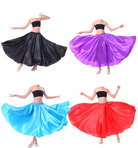 Gonna in Raso a 720 Gradi per Danza del Ventre, Gonna Lunga da Gipsy per Ragazze, Abbigliamento per Pratica di Danza, Viola, Rosso, Nero, Gonna per Performance e Allenamento - Product Image 1