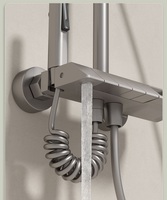Plate-forme de rangement extra-large avec affichage numérique, ensemble de douche pluie, système de douche piano en acier inoxydable, massage par jet en céramique polie