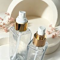 Flacon carré en PET personnalisé de 100-150 ml avec pompe pulvérisatrice, emballage cosmétique, conteneur en plastique, crème pour le visage, lotion, soin de la peau, usage facial