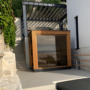 Sauna extérieur en bois <span class=keywords><strong>de</strong></span> petite taille pour <span class=keywords><strong>jardin</strong></span>, vente en gros d'usine, avec porte en <span class=keywords><strong>verre</strong></span> <span class=keywords><strong>trempé</strong></span> - Product Image 3
