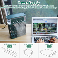 Ventilateur de climatiseur portable Mini refroidisseur évaporatif avec 7 couleurs lumière LED 1/2/3H minuterie 3 vitesses de vent pour table de chevet