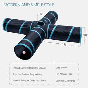 4ウェイ折りたたみ可能な環境に優しいペットトンネル大型屋内おもちゃ猫用子猫ウサギブルーブラックポップデザインプレイボール - Product Image 4