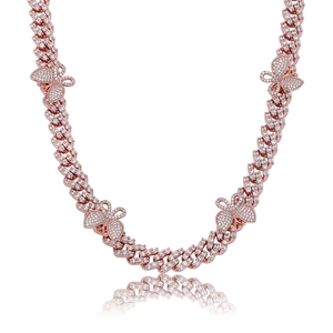 Chaîne cubaine pour femme plaquée or 18 carats, style hip-hop, avec petits zircone cubiques <span class=keywords><strong>de</strong></span> 9 mm, idéale pour les soirées, principalement en laiton - Product Image 5