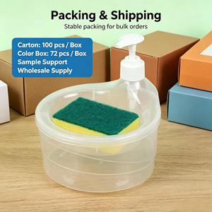 Distributeur de savon de cuisine en gros, distributeur de savon rond pour évier, distributeur de savon à pression, distributeur de savon avec support pour éponge - Product Image 5