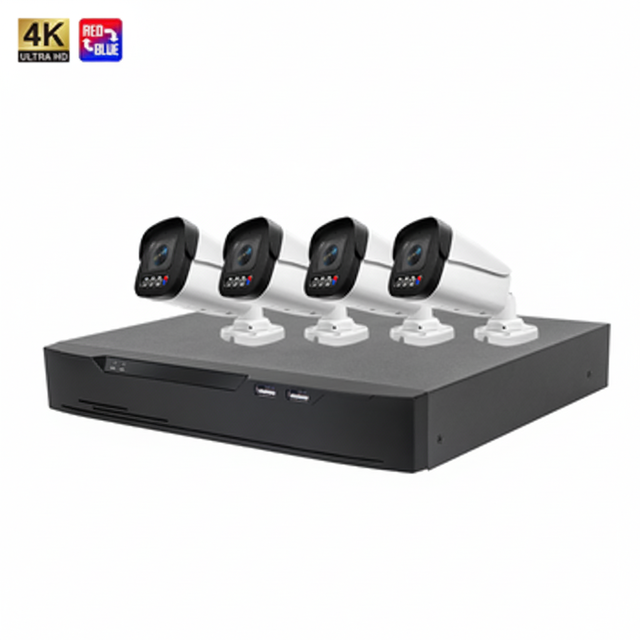 8CH 4K Security Camera System 4K IP POE Camera CMOS Wide-Angle Full-Color Night Vision AI Human/Vehicle Detection Two-Way Audio