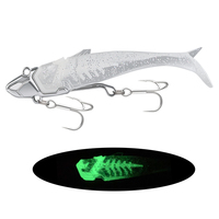 Umpan Pancing Bercahaya Multi Ukuran 2pcs/kotak, Umpan Pancing Silikon Swimbait, Umpan Lunak Ekor Garpu Kepala Timbal dengan Jig, Umpan Buatan