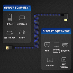 Câble spiralé ultra mince 8K hz 48Gbps 4K 120Hz 3D 1080P 90 degrés à angle droit <span class=keywords><strong>Mini</strong></span> <span class=keywords><strong>HDMI</strong></span> Micro <span class=keywords><strong>HDMI</strong></span> mâle vers <span class=keywords><strong>HDMI</strong></span> 2.1 mâle - Product Image 5