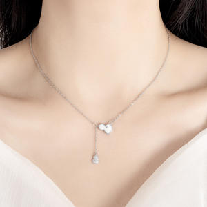 Ciondolo con nappine alla moda Gourd Shell madre acciaio inossidabile placcato platino collana ciondolo doppio disegno zucca catena Figaro - Product Image 4