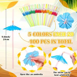 100-टुकड़ा डिस्पोजेबल प्लास्टिक कप 12 औंस स्पष्ट हैवीयन पीने के चश्मे परजीवी स्ट्रॉस उष्णकटिबंधीय डिस्पोजेबल ड्रिंकवेयर - Product Image 3