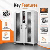 Déshydrateur alimentaire commercial en acier inoxydable, 12 à 64 plateaux, machine électrique pour sécher fruits, viande, fruits de mer, 220V 380V