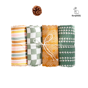 Coperta per Neonati Kangobay 120x110cm, Doppio Strato in Cotone e Bambù, Stampa Serigrafica, Fascia Avvolgente per Neonati, Asciugamano da Bagno - Product Image 1